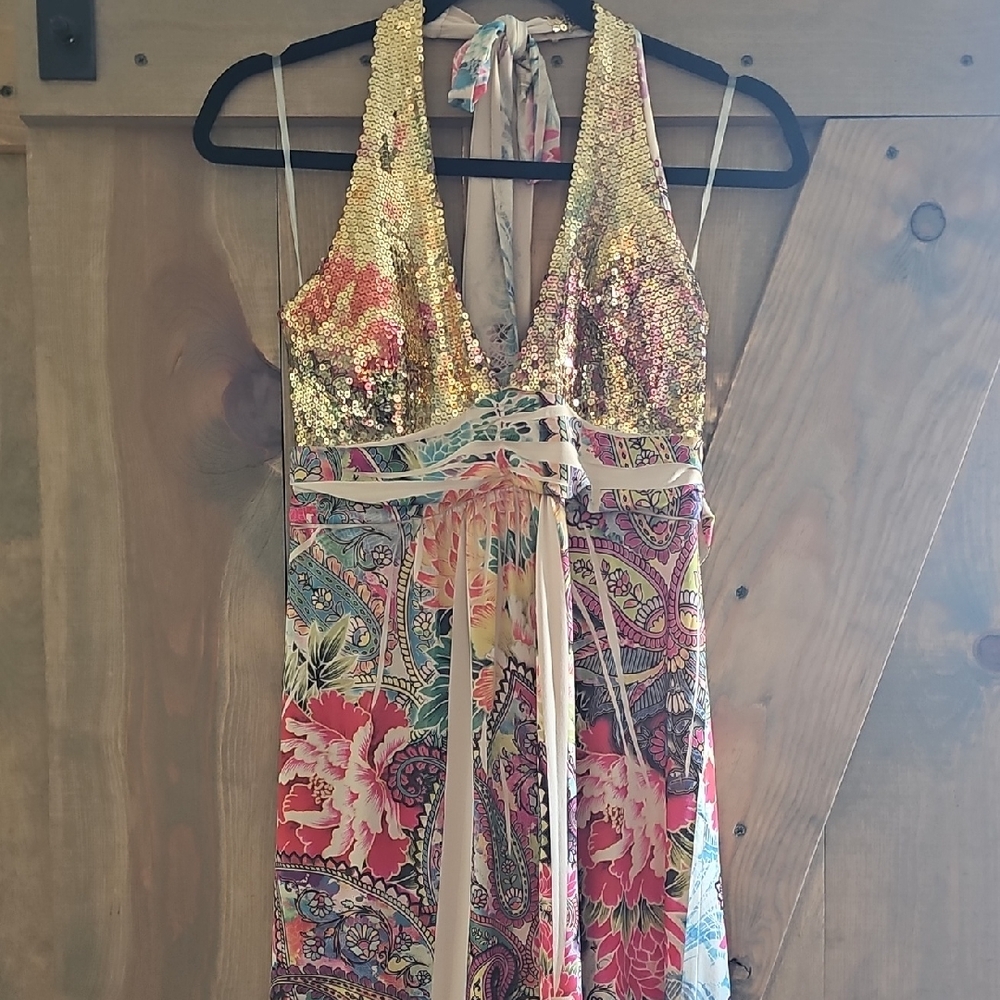 NWT Vibrant Sequin Floral Boutique Dress